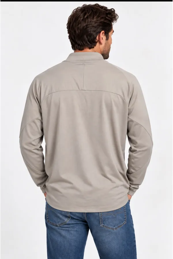 TRUWEAR Men's Quarter-Zip Pullover Sweater in Light Grey - Image 3