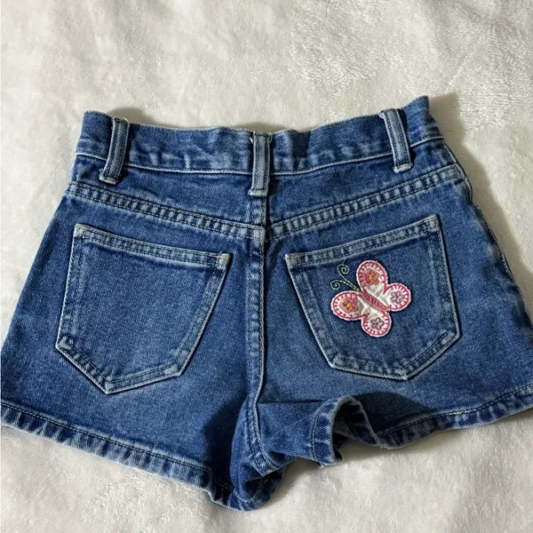Limited Too Denim Shorts with Pink Floral Embroidery - Image 2