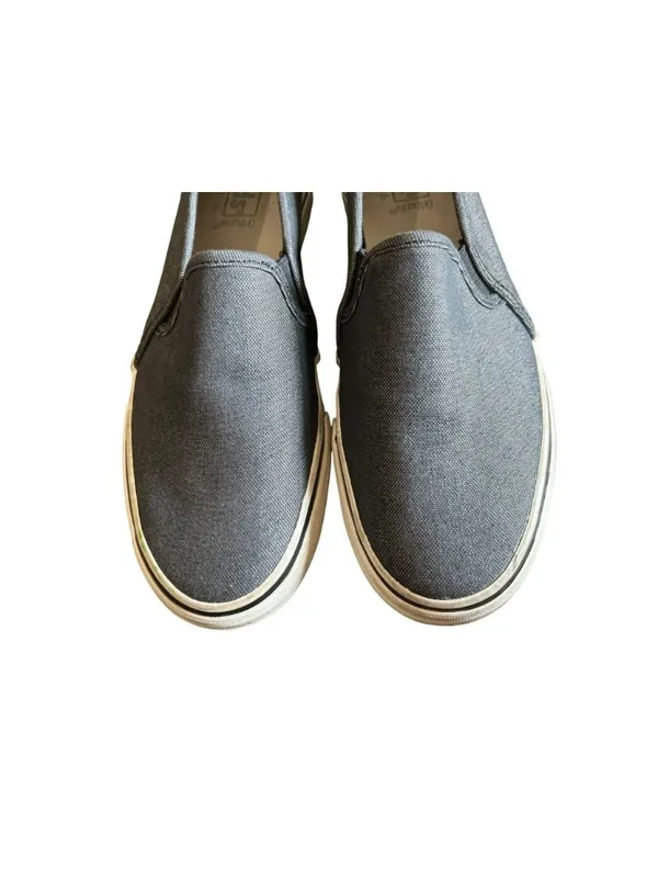 Keds Womens 7.5 Grey Canvas Slip On Sneakers WF59047 USED - Image 6
