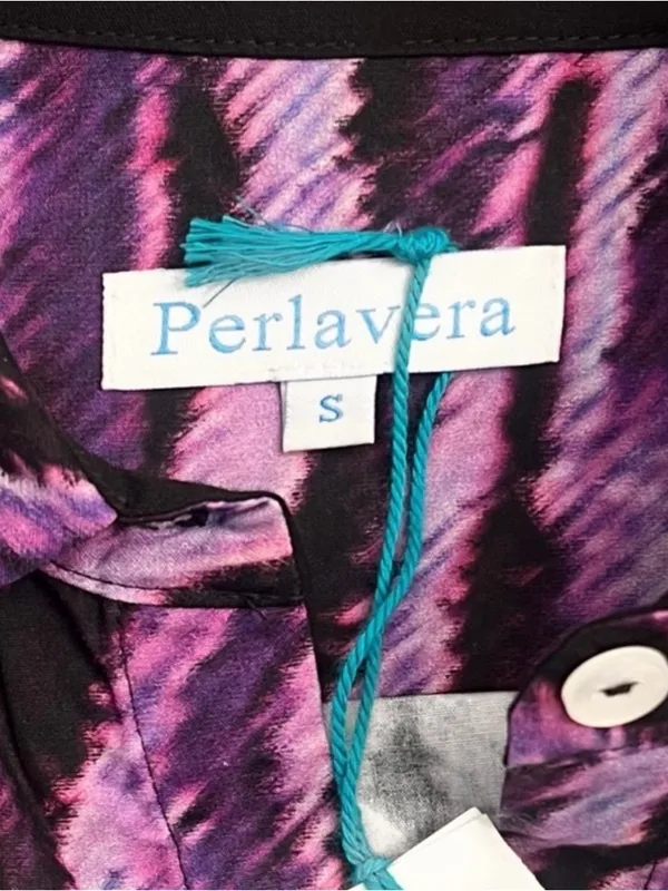 NWT Revolve x Perlavera Purple & Black Clara Zebra-Print Button Down Shirt Dress - Image 5