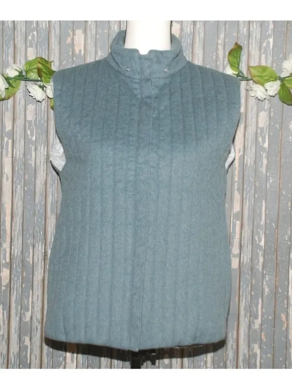 Vampire 1950 Wool Ski Vest 46 Blue Made Italy Wool Apres Ski Authier - Image 4