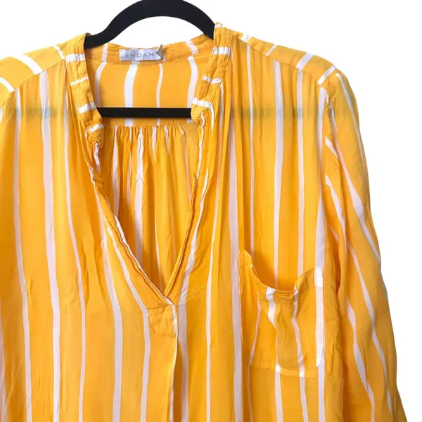 INDAH Striped Long Sleeve Tunic Yellow‎ Small - Image 4
