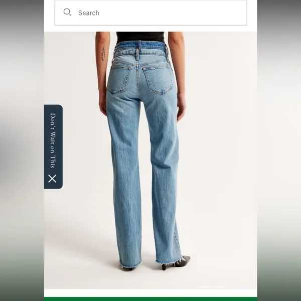 Light Blue Jeans High Rise 90s Relaxed Jean Abercrombie Double Waistband spring - Image 2