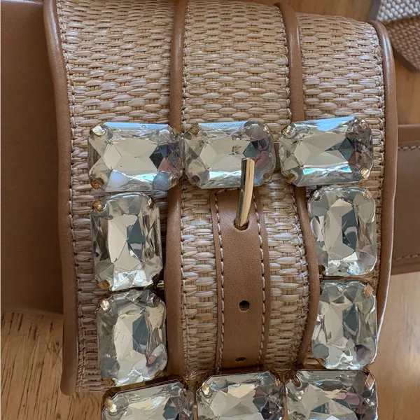 A New Day Beige Mules with Crystal Buckle rattan size 10 - Image 6