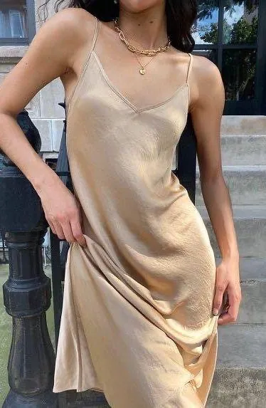 Aritzia Wilfred Only Slip Satin Midi Dress - Image 3