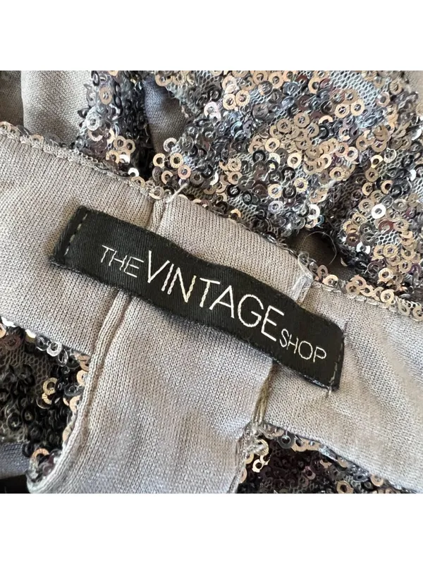 The Vintage Shop Cutout Silver Sequin Sleeveless Party Mini Dress Size Large - Image 8