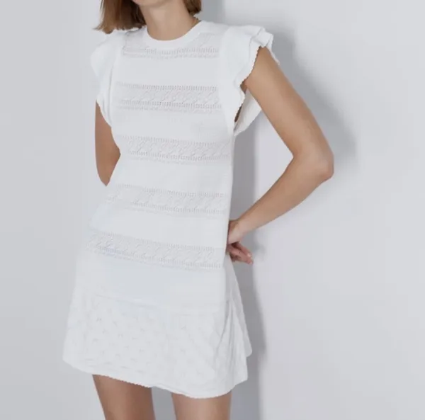 ZARA Knit Ruffled Knit Dress - Image 2