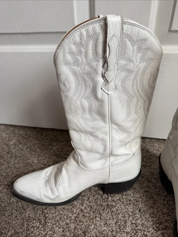 Shyanne White Leather Western Cowboy Boots - Image 5