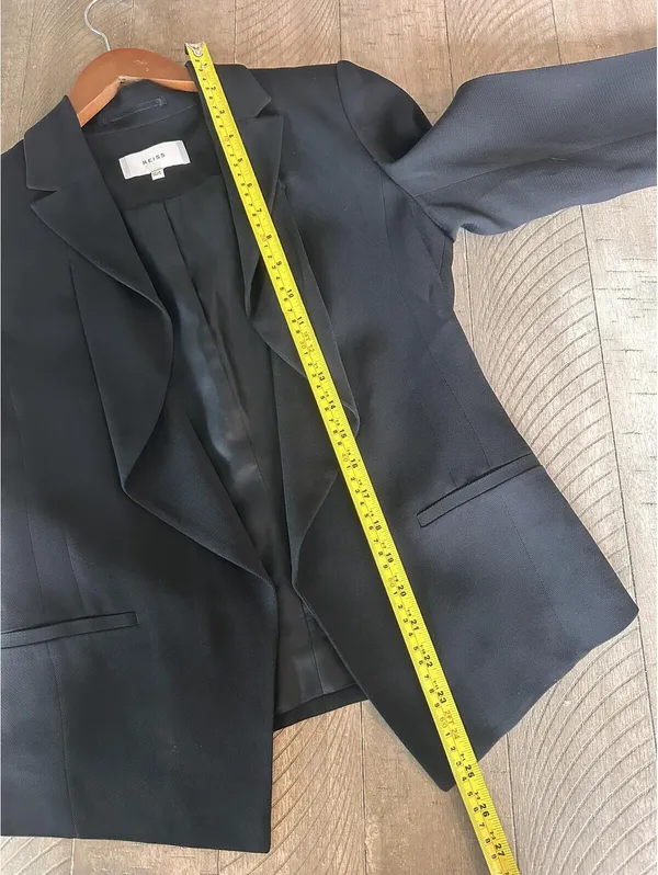 REISS Black Sienna Draped Waterfall Open Front Blazer Jacket Women’s size 2 XS - Image 11