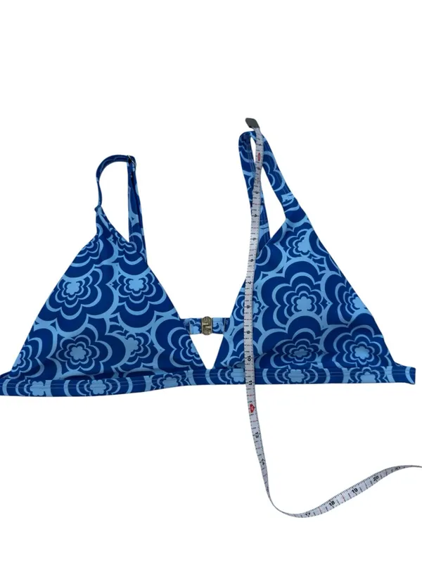 Blue Retro Floral Cheeky Bikini Set XL High Leg Triangle Swimwear Y2K Boho Beach - Image 12