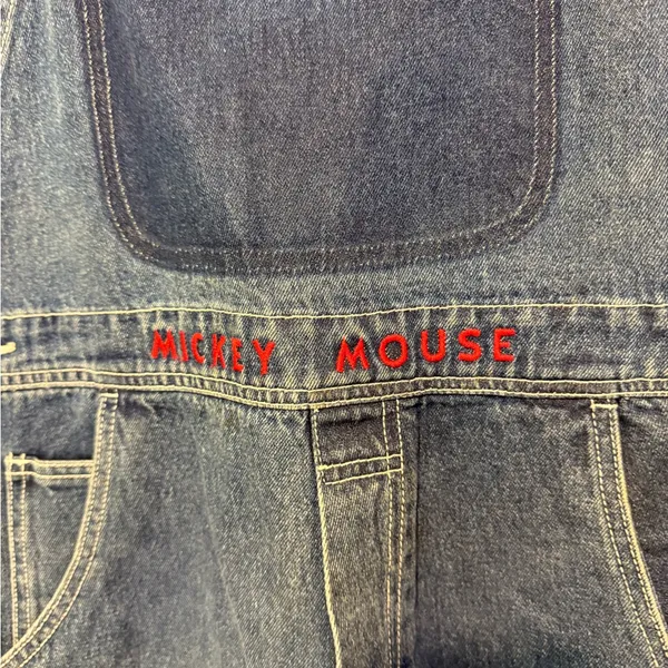vintage Disney "Mickey Unlimited" denim shortalls Large - Image 2