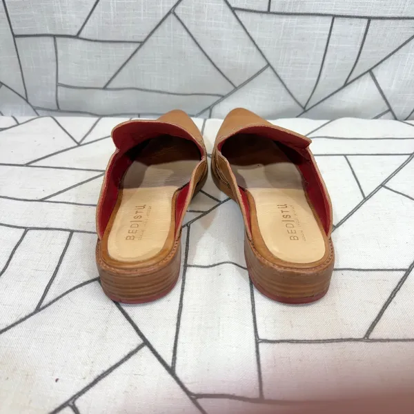 Bed Stu Mules 38 Tan Woven Leather Pointed Toe‎ Slides Low Heel - Image 3