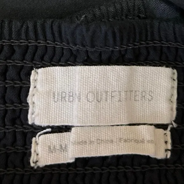 Urban Outfitters Black Long Sleeve Ruched Tie Square Neck Blouse Crop Top Size M - Image 3