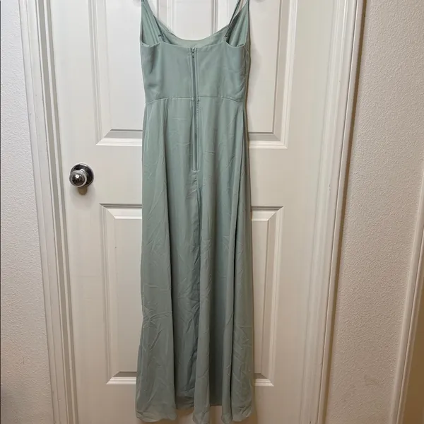 Birdy Grey Sage Amy wide scoop neck spaghetti strap sage green dress sz XS - Image 8