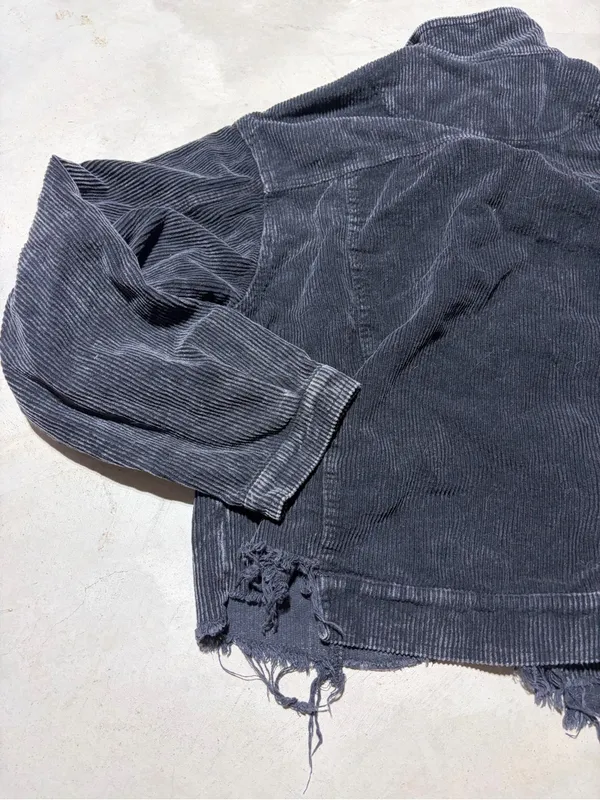 POL Corduroy Button-Up Jacket in Charcoal Black large - Image 7