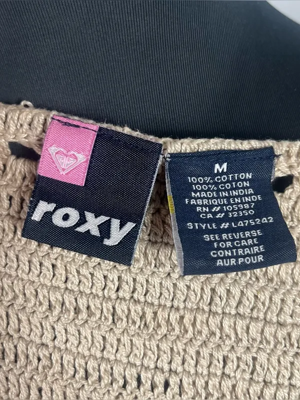 Y2k Roxy crochet mini coverup dress size medium 100% cotton - Image 8