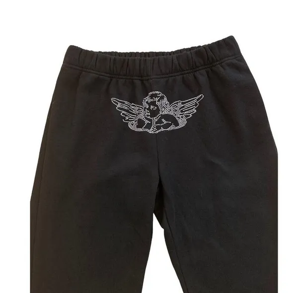 Edikted - Angie Rhinestone Sweatpants in Black - Image 2