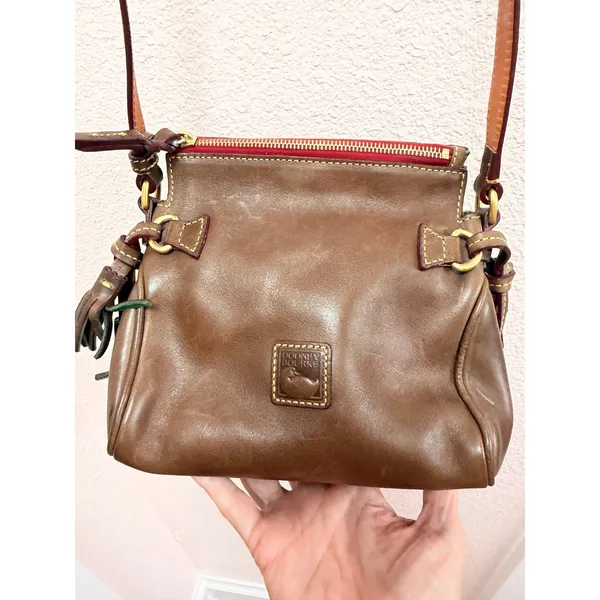 Dooney & Bourke Women Crossbody Bag Small Brown Vachetta Leather Tassel Detail - Image 4
