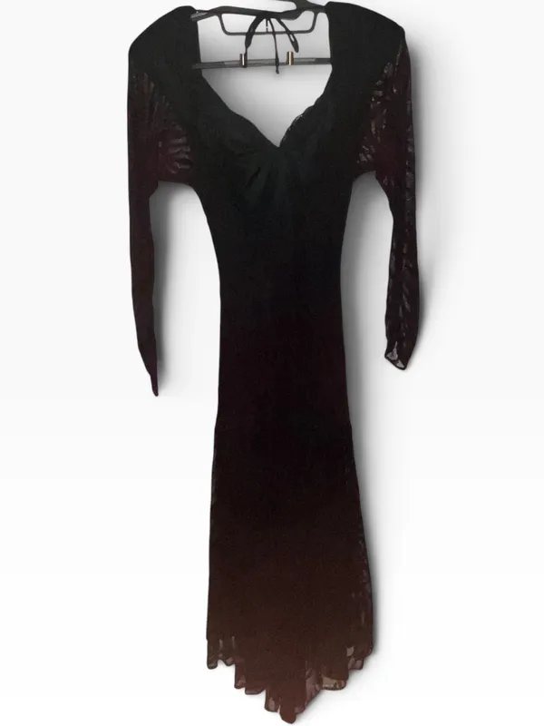 Vintage 80s Climax Lace Overlay long sleeve whimsigoth witchy dark romance Dress - Image 9