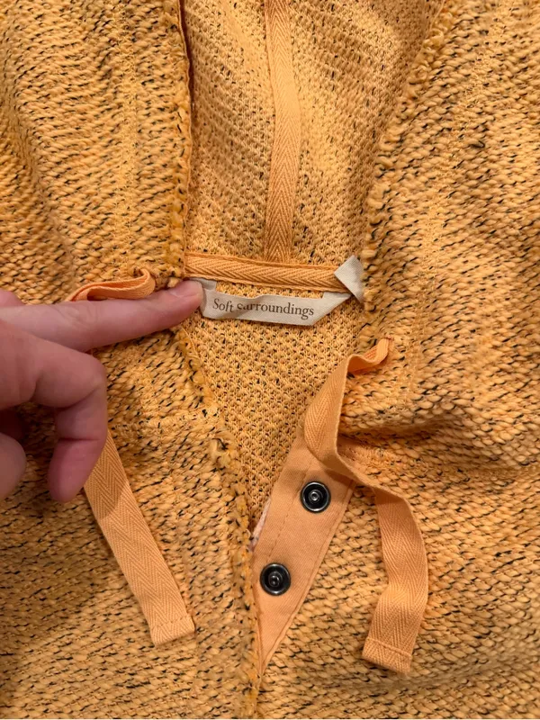 Soft Surrounding Cozumel Henley Cozy Hooded Button Pullover Sweater Orange M - Image 3
