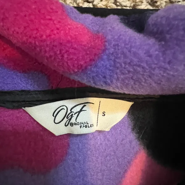 Original Fables Pink Purple Camo Quarter Zip Fleece Pullover Jacket Womens Small - Image 3