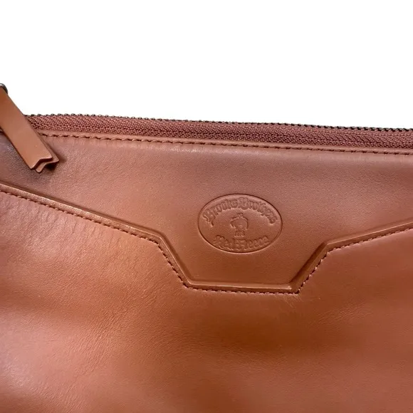 Brooks‎ Brothers Chain Strap Shoulder Bag Brown Caramel Leather Minimalist - Image 2