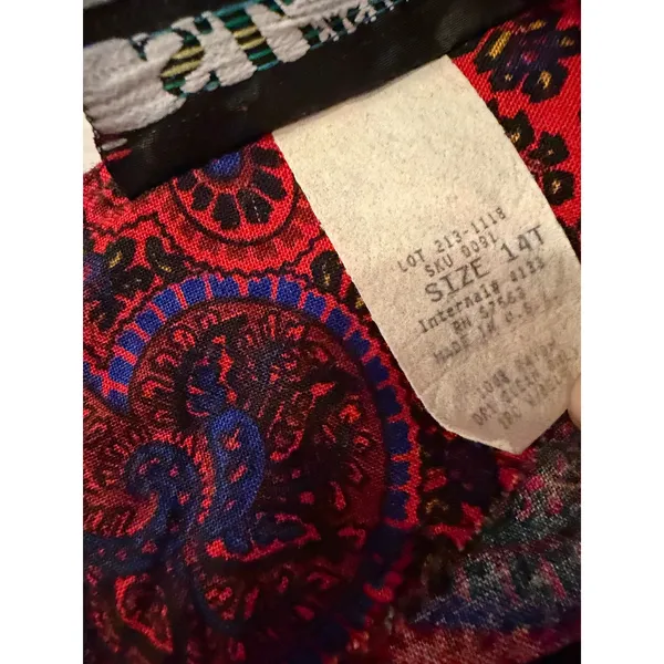 S.L. Fashions Vintage Red Paisley Midi Dress Womens 14T Rayon Pockets USA Made - Image 5