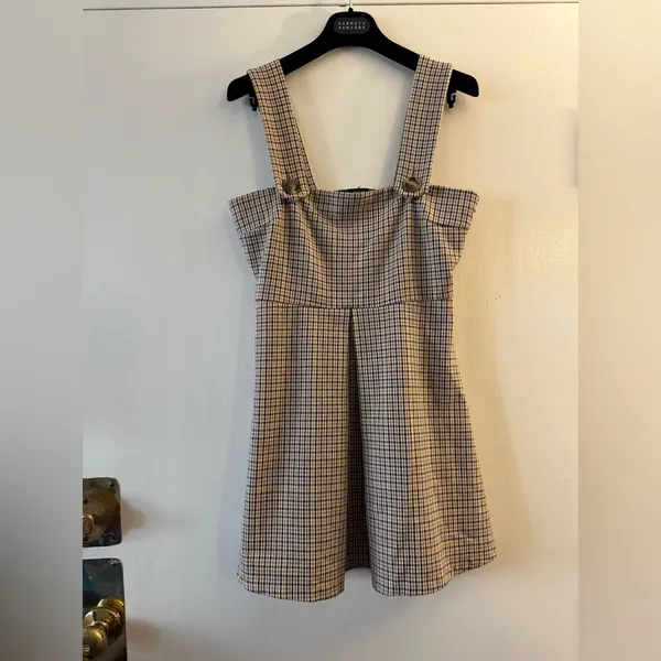 Zara plaid dress pinnafore size M gingham plaid mini dress - Image 4