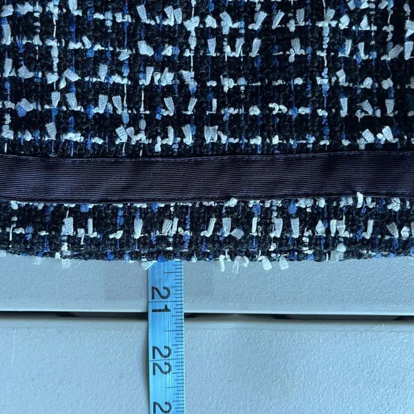 Ann Taylor Boucle Tweed Pencil Skirt Navy‎ Blue White Ribbon Trim Size 6 - Image 6