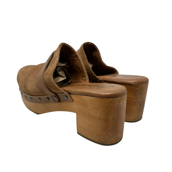 Free People Calabasas‎ Clog Brown Suede Wood Heel Tan Size 41 US 10 - Image 12