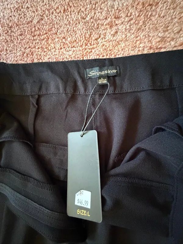 Shinestar Black Straight Leg Dress Pants Size L NWT Work Office Trousers - Image 3