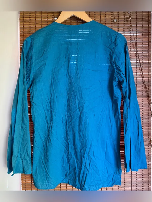 NWOT Vintage Angie Teal Embroidered Boho Tunic Top Medium - Image 7