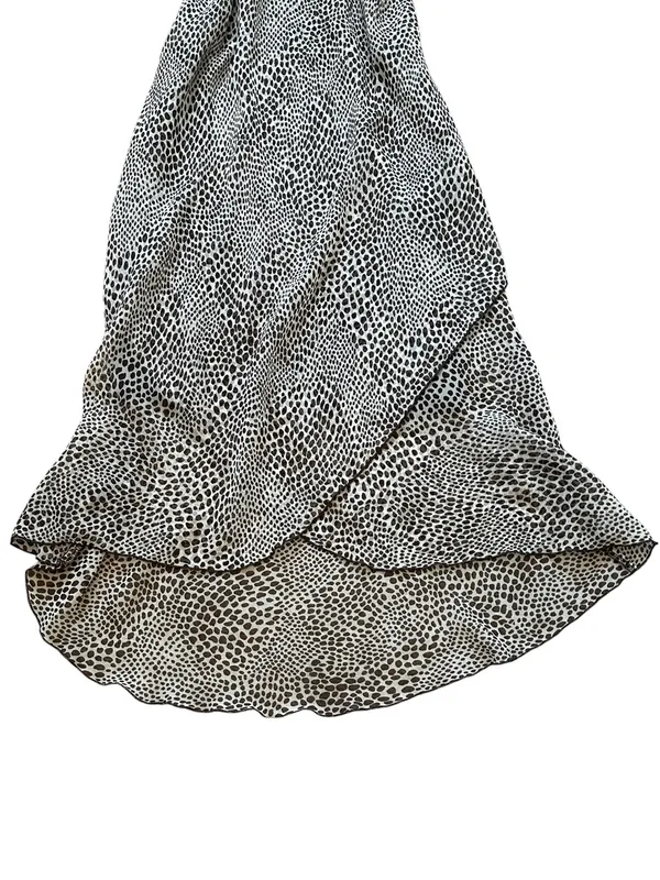 Believe Brown Cream Polka Dot Bias Cut Midi Dress Sleeveless Feminine Party - Image 2