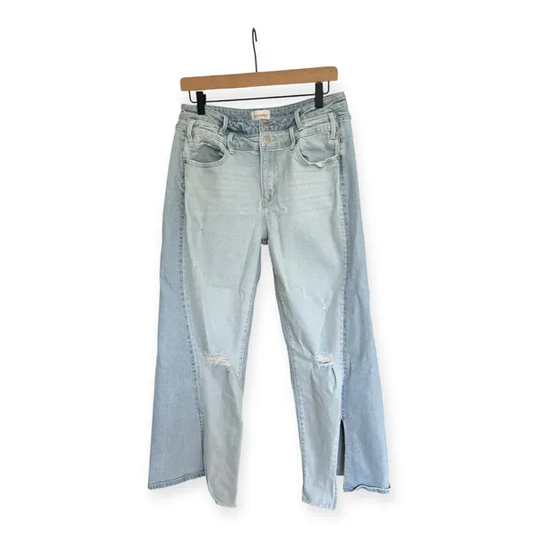 Driftwood Cece Wide Leg Split Hem Jeans Light Wash Two Tone sz 30 Boho Hippie - Image 7