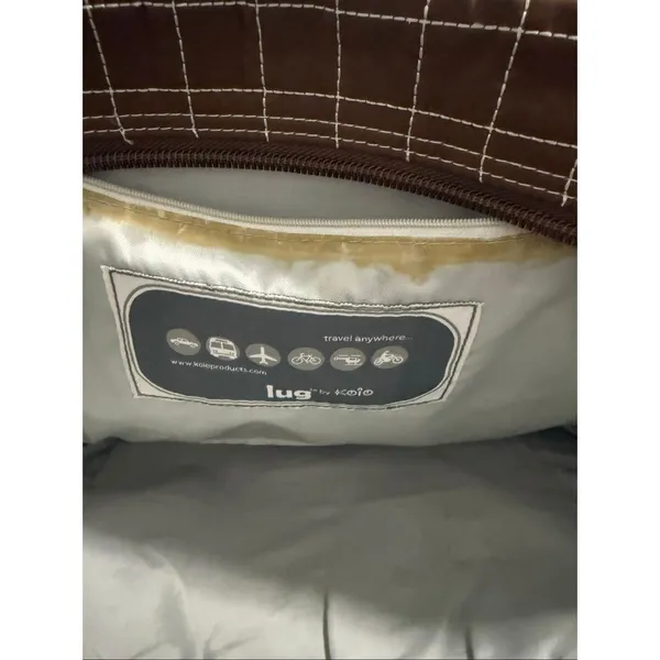 Large Lug Puddle Jumper Brown Quilted Tote Travel Overnight Carryon Bag Pockets - Image 6