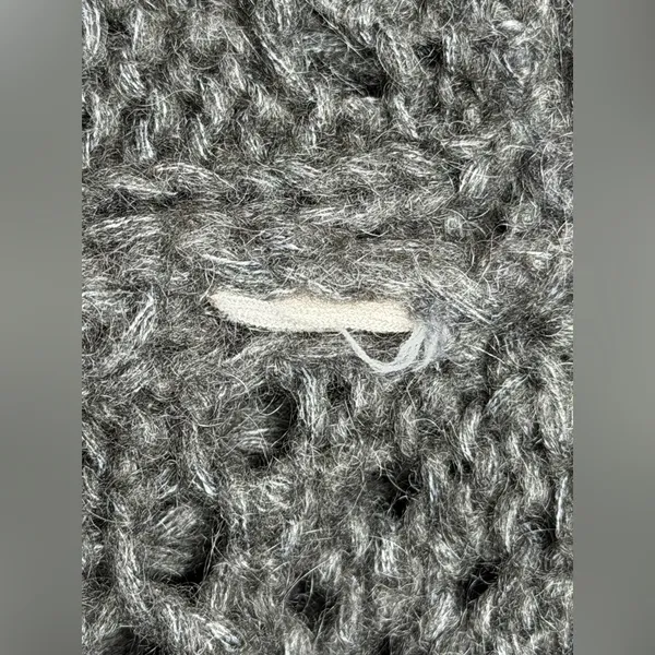 Free People Women’s Chunky Open Cable Knit Mohair Wool Blend Sweater Gray Sz M - Image 4