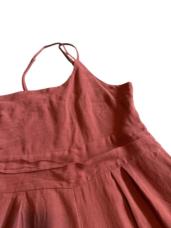 Aarabess Cropped Length Terracotta Jumpsuit Wide Leg One Shoulder Size Medium - Image 6