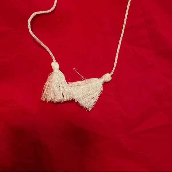 J. Crew Red Peasant Blouse with White Tassel Ties - Image 6