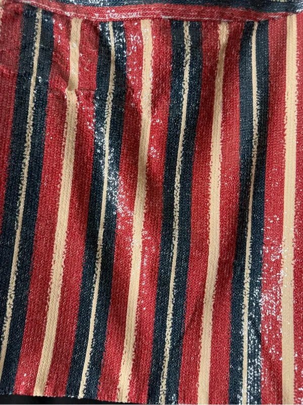 Zara Striped Sequin A-Line Mini Skirt in Red, Navy & Cream size xs - Image 5
