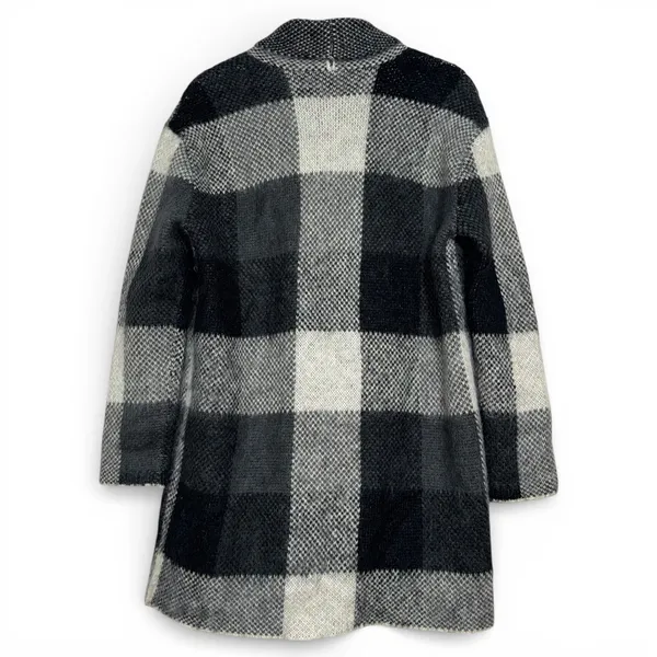American Eagle Buffalo Plaid Longline Cardigan Sweater Black Grey White L/XL‎ - Image 4