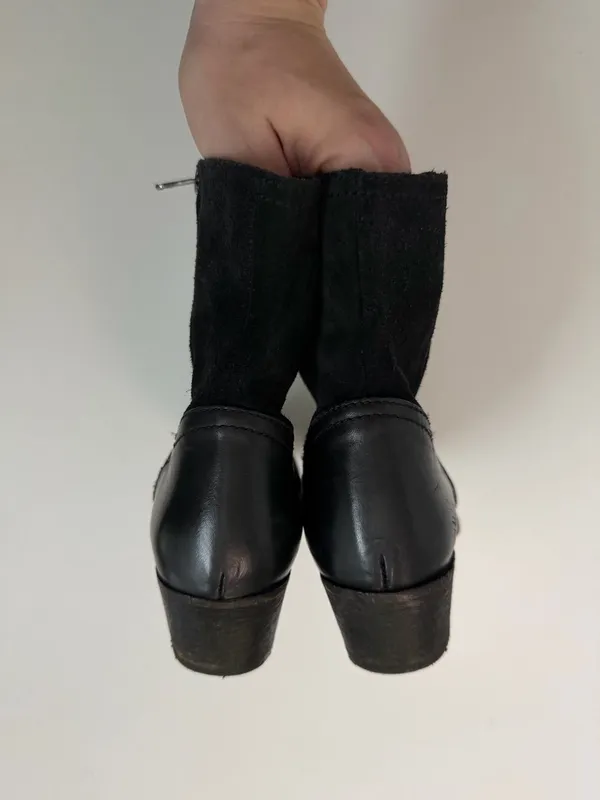 H by Hudson Riley Boots Leather Zippers Western Festival Cowgirl Boho Black - Image 7