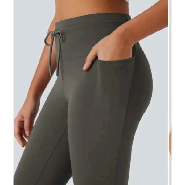 NWT Halara High Waisted Drawstring Pocket Skinny Cropped Yoga Pants Medium - Image 6