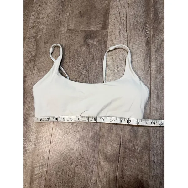 Crz Yoga Women Cream White Athletic Sports Bra Scoop Neck Workout Top - Image 2