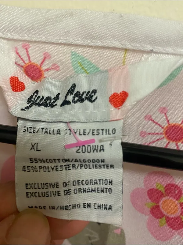 Just Love Womens Scrubs Scrub Top Shirt XL 44” Pink Dogs Cats Print Vet Groomer - Image 2