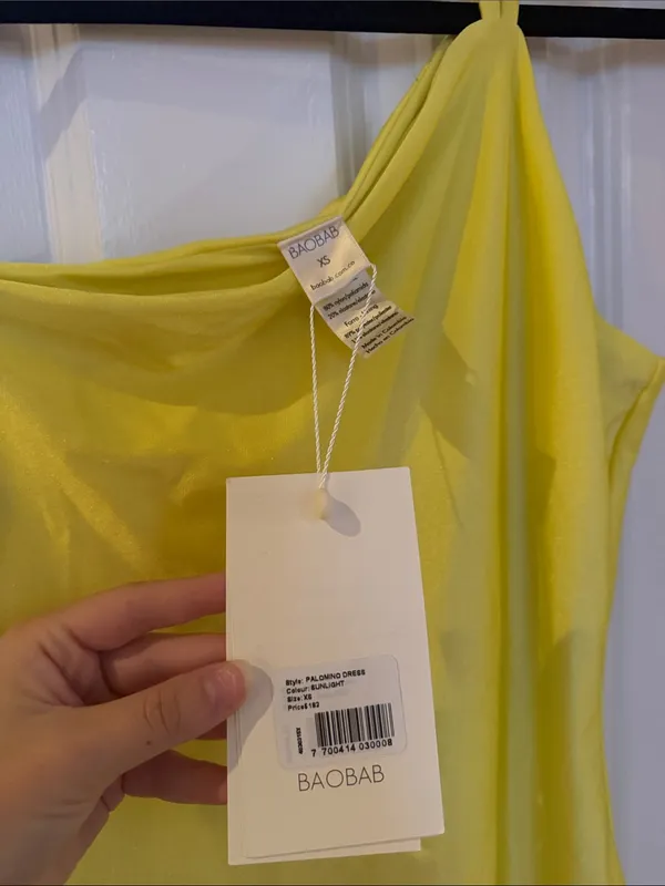BAOBAB Palomina Yellow One-Shoulder Dress in Sunlight XS - Image 3