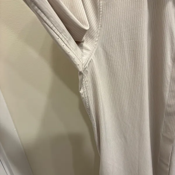 Athleta Urbanite Textured‎ Dress City Stripe Cream White Midi Shirt Dress Small - Image 8