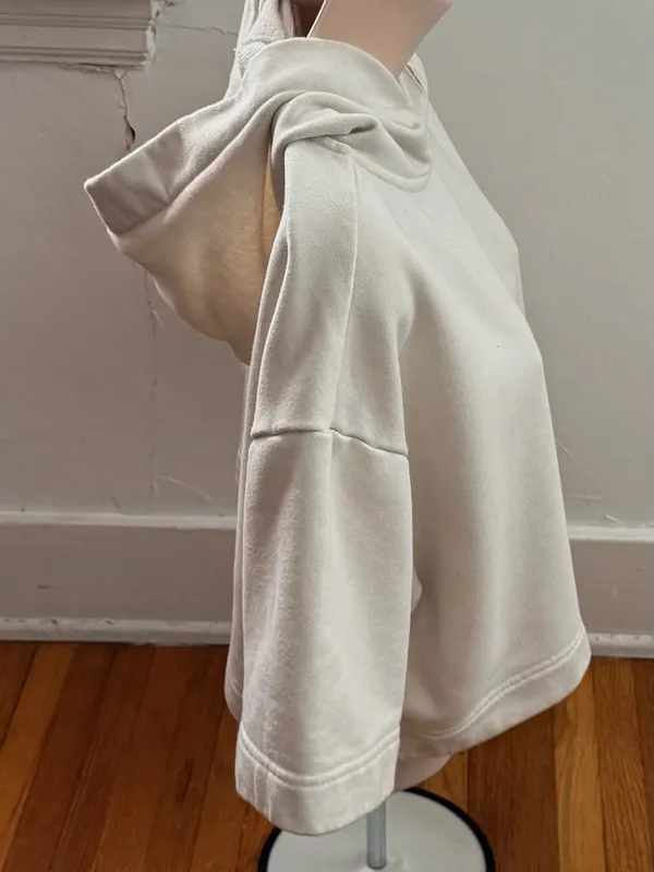 ALO Yoga Air Land Ocean Cream Short-Sleeve Cropped Hoodie sweatshirt, size M - Image 12