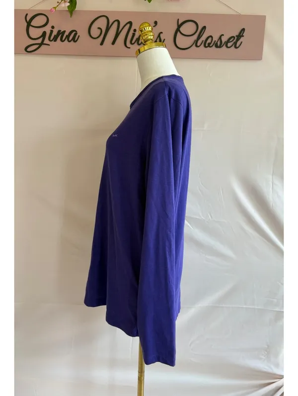 Michael Kors Medium Purple Long Sleeve Crew Neck Shirt - Image 3