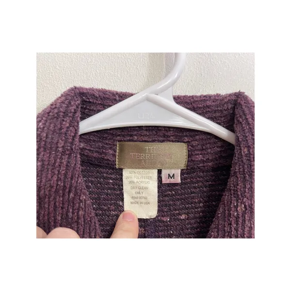 Territory Ahead‎ Lagenlook Textured Knit Jacket Plum Button Front Art Teacher M - Image 3
