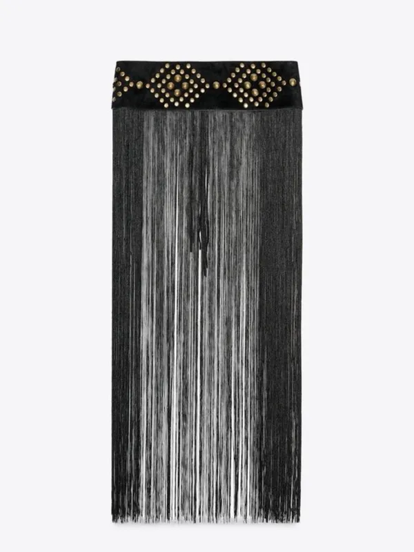 Zara Limited Edition Studded Tassel Sash Belt Black Gold Size US 30 New - Image 5
